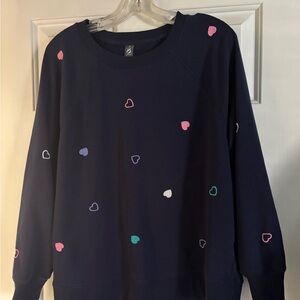 Lou & Grey Dark Blue Sweater with Multicolor Heart Details
